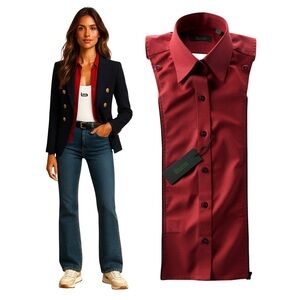 NWT Brunne DICKEY Compatible with VERONICA BEARD Blazer Button Down Shirt 00-14